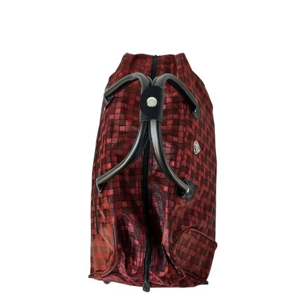 CALPAK Rolling Travel Duffel Bag Red Plaid Carry On Luggage 21